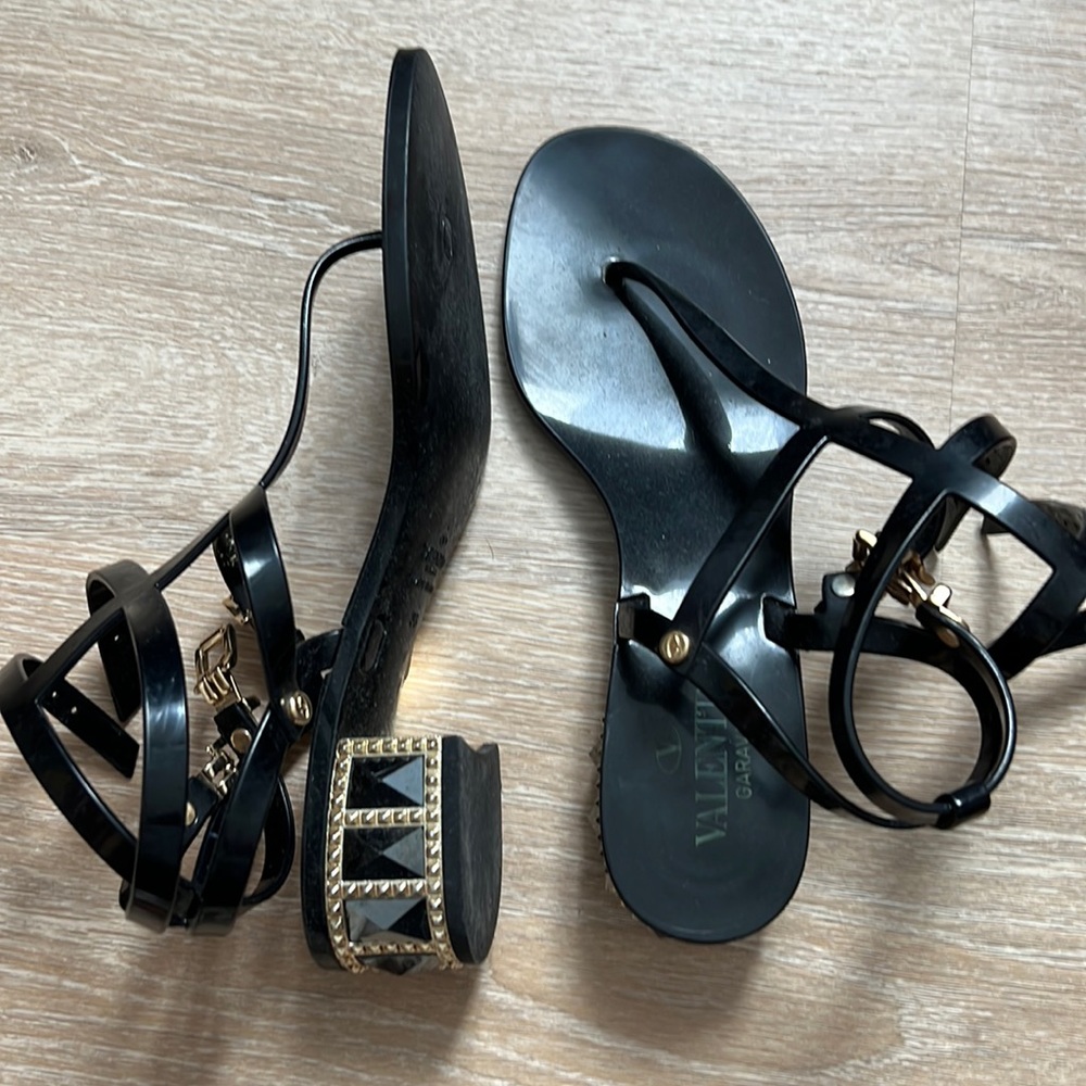 Valentino sandals black studded heel